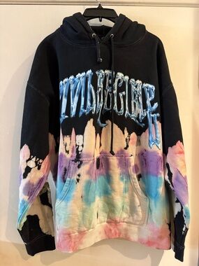 Civil regime Black Tie-Dye Graphic Hoodie with Metallic Logo